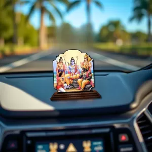 Car Dashboard/Table Top Lord Rama And Darbar Wooden Rectangle Photo Stand 3x4 Inches, Compact & Stylish Spiritual Display For Car, Home & Office (Pack Of 1) (F22421) Car Dashboard/Table Top Lord Rama And Darbar Wooden Rectangle Photo Stand 3x4 Inches, Compact & Stylish Spiritual Display For Car, Home & Office (Pack Of 1) (F22421)