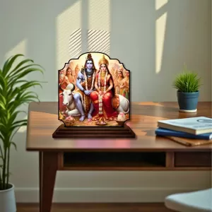 Car Dashboard/Table Top Lord Shiva And Parvathi Wooden Rectangle Photo Stand 3x4 Inches, Compact & Stylish Spiritual Display For Car, Home & Office (Pack Of 1) (F22431) Car Dashboard/Table Top Lord Shiva And Parvathi Wooden Rectangle Photo Stand 3x4 Inches, Compact & Stylish Spiritual Display For Car, Home & Office (Pack Of 1) (F22431)