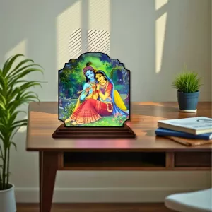 Car Dashboard/Table Top Radha Krishna Wooden Rectangle Photo Stand 3x4 Inches, Compact & Stylish Spiritual Display For Car, Home & Office (Pack Of 1) (F22435) Car Dashboard/Table Top Radha Krishna Wooden Rectangle Photo Stand 3x4 Inches, Compact & Stylish Spiritual Display For Car, Home & Office (Pack Of 1) (F22435)