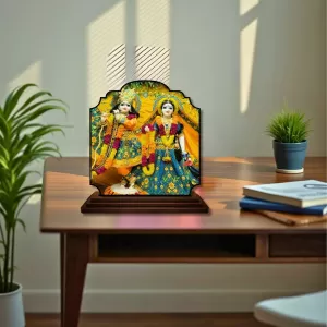 Car Dashboard/Table Top Radha Krishna Wooden Rectangle Photo Stand 3x4 Inches, Compact & Stylish Spiritual Display For Car, Home & Office (Pack Of 1) (F22436) Car Dashboard/Table Top Radha Krishna Wooden Rectangle Photo Stand 3x4 Inches, Compact & Stylish Spiritual Display For Car, Home & Office (Pack Of 1) (F22436)