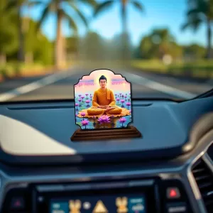 Car Dashboard/Table Top Serene Buddha Wooden Rectangle Photo Stand 3x4 Inches, Compact & Stylish Spiritual Display For Car, Home & Office (Pack Of 1) (F22438) Car Dashboard/Table Top Serene Buddha Wooden Rectangle Photo Stand 3x4 Inches, Compact & Stylish Spiritual Display For Car, Home & Office (Pack Of 1) (F22438)