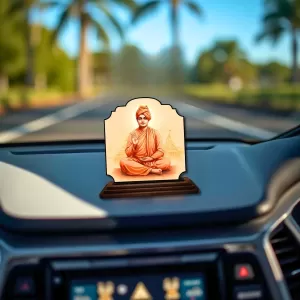 Car Dashboard/Table Top Swami Vivekananda Wooden Rectangle Photo Stand 3x4 Inches, Compact & Stylish Spiritual Display For Car, Home & Office (Pack Of 1) (F22439) Car Dashboard/Table Top Swami Vivekananda Wooden Rectangle Photo Stand 3x4 Inches, Compact & Stylish Spiritual Display For Car, Home & Office (Pack Of 1) (F22439)