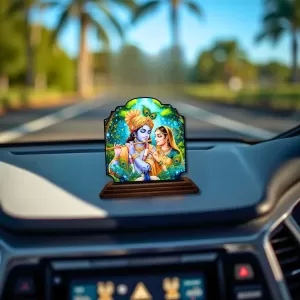 Car Dashboard/Table Top Radha Krishna Wooden Rectangle Photo Stand 3x4 Inches, Compact & Stylish Spiritual Display For Car, Home & Office (Pack Of 1) (F22444) Car Dashboard/Table Top Radha Krishna Wooden Rectangle Photo Stand 3x4 Inches, Compact & Stylish Spiritual Display For Car, Home & Office (Pack Of 1) (F22444)