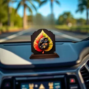 Car Dashboard/Table Top Lord Ganesha Wooden Rectangle Photo Stand  3x4 Inches, Compact & Stylish Spiritual Display For Car, Home & Office (Pack Of 1) (F22450)