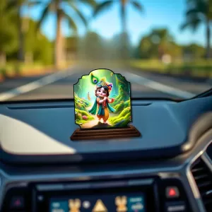 Car Dashboard/Table Top Lord Krishna Wooden Rectangle Photo Stand 3x4 Inches, Compact & Stylish Spiritual Display For Car, Home & Office (Pack Of 1) (F22451) Car Dashboard/Table Top Lord Krishna Wooden Rectangle Photo Stand 3x4 Inches, Compact & Stylish Spiritual Display For Car, Home & Office (Pack Of 1) (F22451)