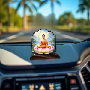Car Dashboard/Table Top Serene Buddha Wooden Rectangle Photo Stand 3x4 Inches, Compact & Stylish Spiritual Display For Car, Home & Office (Pack Of 1) (F22452) Car Dashboard/Table Top Serene Buddha Wooden Rectangle Photo Stand 3x4 Inches, Compact & Stylish Spiritual Display For Car, Home & Office (Pack Of 1) (F22452)