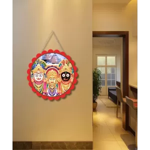 Lord Jagannath Wall Hanging Photo Frame | 8 Inch Round Floral Design With Golden Hanging Chain | Decorative Religious Wall Decor For Home, Office, Temple & Pooja Room (F21703) Lord Jagannath Wall Hanging Photo Frame | 8 Inch Round Floral Design With Golden Hanging Chain | Decorative Religious Wall Decor For Home, Office, Temple & Pooja Room (F21703)