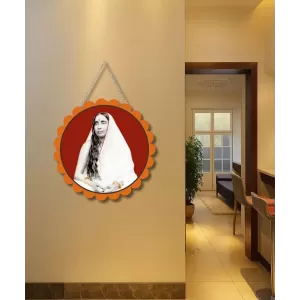 Sarada Devi Wall Hanging Photo Frame | 8 Inch Round Floral Design With Golden Hanging Chain | Decorative Religious Wall Decor For Home, Office, Temple & Pooja Room (F21727)