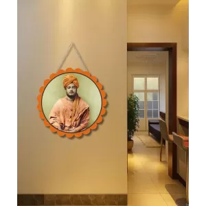 Swami Vivekananda Wall Hanging Photo Frame | 8 Inch Round Floral Design With Golden Hanging Chain | Decorative Religious Wall Decor For Home, Office, Temple & Pooja Room (F21728) Swami Vivekananda Wall Hanging Photo Frame | 8 Inch Round Floral Design With Golden Hanging Chain | Decorative Religious Wall Decor For Home, Office, Temple & Pooja Room (F21728)