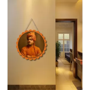 Swami Vivekananda Wall Hanging Photo Frame | 8 Inch Round Floral Design With Golden Hanging Chain | Decorative Religious Wall Decor For Home, Office, Temple & Pooja Room (F21730) Swami Vivekananda Wall Hanging Photo Frame | 8 Inch Round Floral Design With Golden Hanging Chain | Decorative Religious Wall Decor For Home, Office, Temple & Pooja Room (F21730)