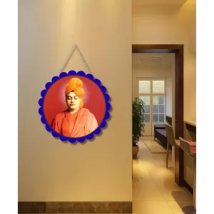 Swami Vivekananda Wall Hanging Photo Frame | 8 Inch Round Floral Design With Golden Hanging Chain | Decorative Religious Wall Decor For Home, Office, Temple & Pooja Room (F21746) Swami Vivekananda Wall Hanging Photo Frame | 8 Inch Round Floral Design With Golden Hanging Chain | Decorative Religious Wall Decor For Home, Office, Temple & Pooja Room (F21746)