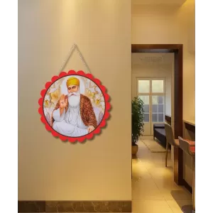 Gurunanak Wall Hanging Photo Frame | 8 Inch Round Floral Design With Golden Hanging Chain | Decorative Religious Wall Decor For Home, Office, Temple & Pooja Room (F21771) Gurunanak Wall Hanging Photo Frame | 8 Inch Round Floral Design With Golden Hanging Chain | Decorative Religious Wall Decor For Home, Office, Temple & Pooja Room (F21771)