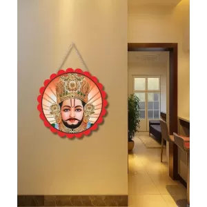 Khatu Shyam Wall Hanging Photo Frame | 8 Inch Round Floral Design With Golden Hanging Chain | Decorative Religious Wall Decor For Home, Office, Temple & Pooja Room (F21772) Khatu Shyam Wall Hanging Photo Frame | 8 Inch Round Floral Design With Golden Hanging Chain | Decorative Religious Wall Decor For Home, Office, Temple & Pooja Room (F21772)