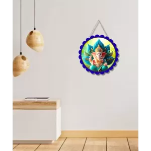 Lord Ganesha Wall Hanging Photo Frame | 8 Inch Round Floral Design With Golden Hanging Chain | Decorative Religious Wall Decor For Home, Office, Temple & Pooja Room (F21830) Lord Ganesha Wall Hanging Photo Frame | 8 Inch Round Floral Design With Golden Hanging Chain | Decorative Religious Wall Decor For Home, Office, Temple & Pooja Room (F21830)