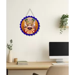 Khatu Shyam Wall Hanging Photo Frame | 8 Inch Round Floral Design With Golden Hanging Chain | Decorative Religious Wall Decor For Home, Office, Temple & Pooja Room (F21836) Khatu Shyam Wall Hanging Photo Frame | 8 Inch Round Floral Design With Golden Hanging Chain | Decorative Religious Wall Decor For Home, Office, Temple & Pooja Room (F21836)