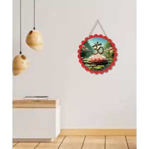 Om Symbol Wall Hanging Photo Frame | 8 Inch Round Floral Design With Golden Hanging Chain | Decorative Religious Wall Decor For Home, Office, Temple & Pooja Room (F21867) Om Symbol Wall Hanging Photo Frame | 8 Inch Round Floral Design With Golden Hanging Chain | Decorative Religious Wall Decor For Home, Office, Temple & Pooja Room (F21867)