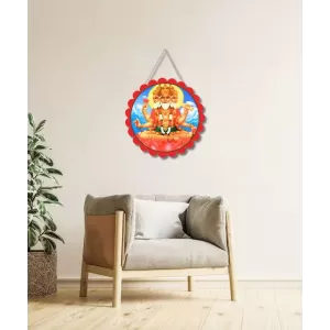 Lord Bramha Wall Hanging Photo Frame | 8 Inch Round Floral Design With Golden Hanging Chain | Decorative Religious Wall Decor For Home, Office, Temple & Pooja Room (F21906) Lord Bramha Wall Hanging Photo Frame | 8 Inch Round Floral Design With Golden Hanging Chain | Decorative Religious Wall Decor For Home, Office, Temple & Pooja Room (F21906)