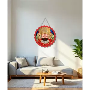 Khatu Shyam Wall Hanging Photo Frame | 8 Inch Round Floral Design With Golden Hanging Chain | Decorative Religious Wall Decor For Home, Office, Temple & Pooja Room (F22083) Khatu Shyam Wall Hanging Photo Frame | 8 Inch Round Floral Design With Golden Hanging Chain | Decorative Religious Wall Decor For Home, Office, Temple & Pooja Room (F22083)