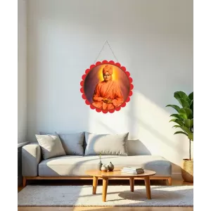 Swami Vivekananda Wall Hanging Photo Frame | 8 Inch Round Floral Design With Golden Hanging Chain | Decorative Religious Wall Decor For Home, Office, Temple & Pooja Room (F22087) Swami Vivekananda Wall Hanging Photo Frame | 8 Inch Round Floral Design With Golden Hanging Chain | Decorative Religious Wall Decor For Home, Office, Temple & Pooja Room (F22087)