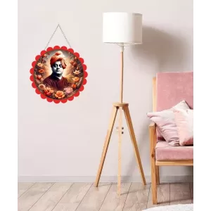 Swami Vivekananda Wall Hanging Photo Frame | 8 Inch Round Floral Design With Golden Hanging Chain | Decorative Religious Wall Decor For Home, Office, Temple & Pooja Room (F22122) Swami Vivekananda Wall Hanging Photo Frame | 8 Inch Round Floral Design With Golden Hanging Chain | Decorative Religious Wall Decor For Home, Office, Temple & Pooja Room (F22122)