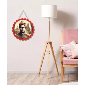 Swami Vivekananda Wall Hanging Photo Frame | 8 Inch Round Floral Design With Golden Hanging Chain | Decorative Religious Wall Decor For Home, Office, Temple & Pooja Room (F22125) Swami Vivekananda Wall Hanging Photo Frame | 8 Inch Round Floral Design With Golden Hanging Chain | Decorative Religious Wall Decor For Home, Office, Temple & Pooja Room (F22125)