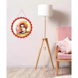 Swami Vivekananda Wall Hanging Photo Frame | 8 Inch Round Floral Design With Golden Hanging Chain | Decorative Religious Wall Decor For Home, Office, Temple & Pooja Room (F22128) Swami Vivekananda Wall Hanging Photo Frame | 8 Inch Round Floral Design With Golden Hanging Chain | Decorative Religious Wall Decor For Home, Office, Temple & Pooja Room (F22128)