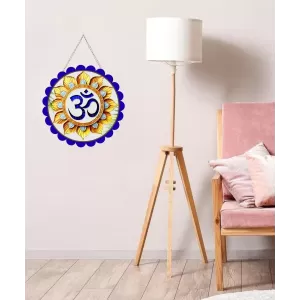 Om Symbol Wall Hanging Photo Frame | 8 Inch Round Floral Design With Golden Hanging Chain | Decorative Religious Wall Decor For Home, Office, Temple & Pooja Room (F22156) Om Symbol Wall Hanging Photo Frame | 8 Inch Round Floral Design With Golden Hanging Chain | Decorative Religious Wall Decor For Home, Office, Temple & Pooja Room (F22156)