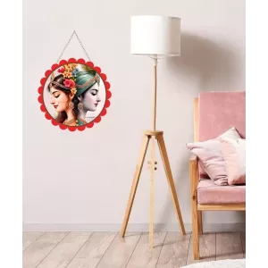 Radha Krishna Wall Hanging Photo Frame | 8 Inch Round Floral Design With Golden Hanging Chain | Decorative Religious Wall Decor For Home, Office, Temple & Pooja Room (F22161) Radha Krishna Wall Hanging Photo Frame | 8 Inch Round Floral Design With Golden Hanging Chain | Decorative Religious Wall Decor For Home, Office, Temple & Pooja Room (F22161)