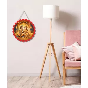 Radha Krishna Wall Hanging Photo Frame | 8 Inch Round Floral Design With Golden Hanging Chain | Decorative Religious Wall Decor For Home, Office, Temple & Pooja Room (F22166) Radha Krishna Wall Hanging Photo Frame | 8 Inch Round Floral Design With Golden Hanging Chain | Decorative Religious Wall Decor For Home, Office, Temple & Pooja Room (F22166)
