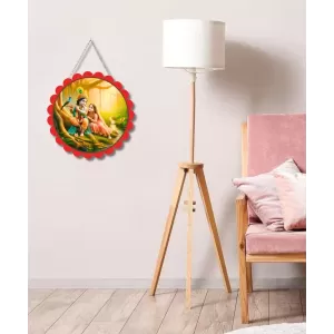 Radha Krishna Wall Hanging Photo Frame | 8 Inch Round Floral Design With Golden Hanging Chain | Decorative Religious Wall Decor For Home, Office, Temple & Pooja Room (F22167) Radha Krishna Wall Hanging Photo Frame | 8 Inch Round Floral Design With Golden Hanging Chain | Decorative Religious Wall Decor For Home, Office, Temple & Pooja Room (F22167)