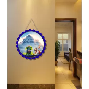 Shiva Lingam Wall Hanging Photo Frame | 8 Inch Round Floral Design With Golden Hanging Chain | Decorative Religious Wall Decor For Home, Office, Temple & Pooja Room (F22716) Shiva Lingam Wall Hanging Photo Frame | 8 Inch Round Floral Design With Golden Hanging Chain | Decorative Religious Wall Decor For Home, Office, Temple & Pooja Room (F22716)