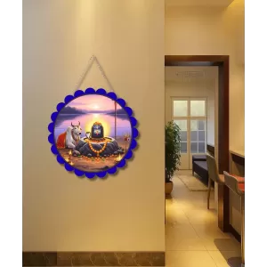 Shiva Lingam Wall Hanging Photo Frame | 8 Inch Round Floral Design With Golden Hanging Chain | Decorative Religious Wall Decor For Home, Office, Temple & Pooja Room (F22717) Shiva Lingam Wall Hanging Photo Frame | 8 Inch Round Floral Design With Golden Hanging Chain | Decorative Religious Wall Decor For Home, Office, Temple & Pooja Room (F22717)