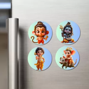 Hanuman, Ganesha, Shiva, And Krishna. Fridge Magnets – 4 Piece Set | 3 Inch Round Wall Fridge Decor (F22754) Hanuman, Ganesha, Shiva, And Krishna. Fridge Magnets – 4 Piece Set | 3 Inch Round Wall Fridge Decor (F22754)