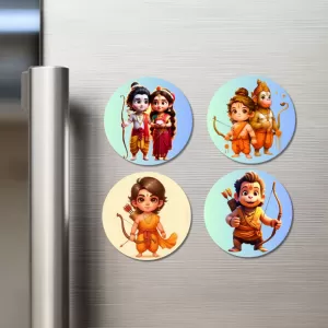 Krishna, Radha, And Ganesha. Fridge Magnets – 4 Piece Set | 3 Inch Round Wall Fridge Decor (F22755) Krishna, Radha, And Ganesha. Fridge Magnets – 4 Piece Set | 3 Inch Round Wall Fridge Decor (F22755)