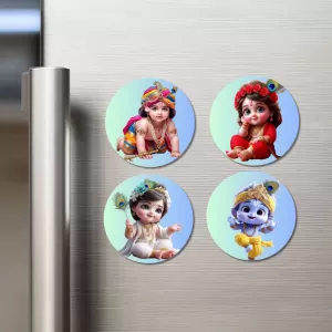 Krishna And Radha. Fridge Magnets – 4 Piece Set | 3 Inch Round Wall Fridge Decor (F22772) Krishna And Radha. Fridge Magnets – 4 Piece Set | 3 Inch Round Wall Fridge Decor (F22772)
