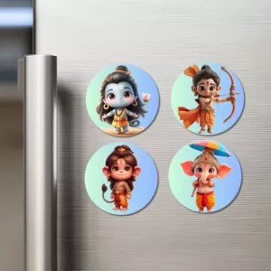 Shiva, Rama, Hanuman, And Ganesha. Fridge Magnets – 4 Piece Set | 3 Inch Round Wall Fridge Decor (F22775) Shiva, Rama, Hanuman, And Ganesha. Fridge Magnets – 4 Piece Set | 3 Inch Round Wall Fridge Decor (F22775)