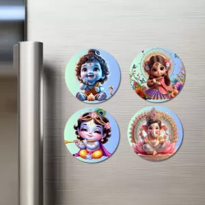 Saraswati, Lakshmi, And Ganesha. Fridge Magnets – 4 Piece Set | 3 Inch Round Wall Fridge Decor (F22782) Saraswati, Lakshmi, And Ganesha. Fridge Magnets – 4 Piece Set | 3 Inch Round Wall Fridge Decor (F22782)