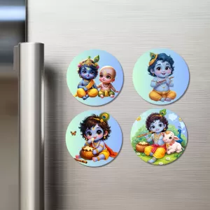 Krishna Fridge Magnets – 4 Piece Set | 3 Inch Round Wall Fridge Decor (F22787) Krishna Fridge Magnets – 4 Piece Set | 3 Inch Round Wall Fridge Decor (F22787)