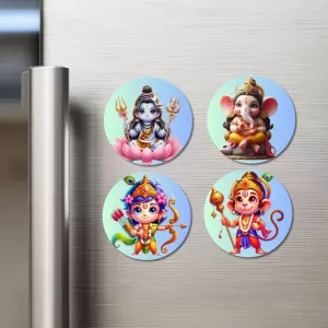 Shiva, Ganesha, Rama, And Hanuman Fridge Magnets – 4 Piece Set | 3 Inch Round Wall Fridge Decor (F22792) Shiva, Ganesha, Rama, And Hanuman Fridge Magnets – 4 Piece Set | 3 Inch Round Wall Fridge Decor (F22792)