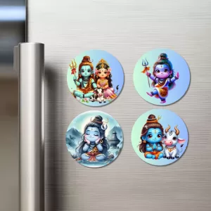 Shiva And Parvati. Fridge Magnets – 4 Piece Set | 3 Inch Round Wall Fridge Decor (F22796) Shiva And Parvati. Fridge Magnets – 4 Piece Set | 3 Inch Round Wall Fridge Decor (F22796)
