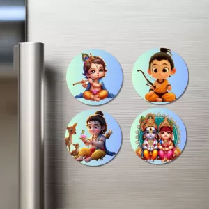 Krishna, Shiva, Parvati, Durga, Ganesha, Rama, And Sita. Fridge Magnets – 4 Piece Set | 3 Inch Round Wall Fridge Decor (F22799) Krishna, Shiva, Parvati, Durga, Ganesha, Rama, And Sita. Fridge Magnets – 4 Piece Set | 3 Inch Round Wall Fridge Decor (F22799)