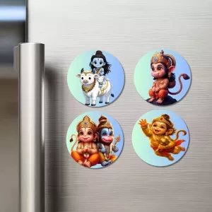 Shiva, Hanuman, And Rama. Fridge Magnets – 4 Piece Set | 3 Inch Round Wall Fridge Decor (F22825) Shiva, Hanuman, And Rama. Fridge Magnets – 4 Piece Set | 3 Inch Round Wall Fridge Decor (F22825)