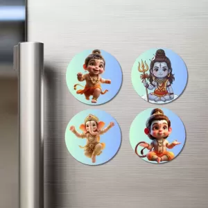 Krishna, Rama, Hanuman, And Shiva. Fridge Magnets – 4 Piece Set | 3 Inch Round Wall Fridge Decor (F22826) Krishna, Rama, Hanuman, And Shiva. Fridge Magnets – 4 Piece Set | 3 Inch Round Wall Fridge Decor (F22826)