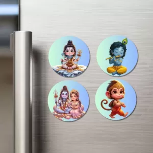 Hanuman, Ganesha, Shiva, And Parvati. Fridge Magnets – 4 Piece Set | 3 Inch Round Wall Fridge Decor (F22829) Hanuman, Ganesha, Shiva, And Parvati. Fridge Magnets – 4 Piece Set | 3 Inch Round Wall Fridge Decor (F22829)