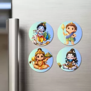 Hanuman, Ganesha, Shiva, And Krishna Fridge Magnets – 4 Piece Set | 3 Inch Round Wall Fridge Decor (F22830) Hanuman, Ganesha, Shiva, And Krishna Fridge Magnets – 4 Piece Set | 3 Inch Round Wall Fridge Decor (F22830)
