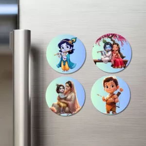 Rama, Ganesha, Yashoda, Krishna, And Hanuman. Fridge Magnets – 4 Piece Set | 3 Inch Round Wall Fridge Decor (F22834) Rama, Ganesha, Yashoda, Krishna, And Hanuman. Fridge Magnets – 4 Piece Set | 3 Inch Round Wall Fridge Decor (F22834)
