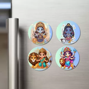 Durga And Kali. Fridge Magnets – 4 Piece Set | 3 Inch Round Wall Fridge Decor (F22844) Durga And Kali. Fridge Magnets – 4 Piece Set | 3 Inch Round Wall Fridge Decor (F22844)