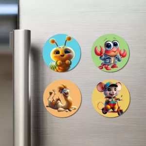Caterpillar, Crab, Camel, And Mouse. Fridge Magnets – 4 Piece Set | 3 Inch Round Wall Fridge Decor (F22860) Caterpillar, Crab, Camel, And Mouse. Fridge Magnets – 4 Piece Set | 3 Inch Round Wall Fridge Decor (F22860)