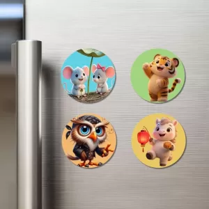 Cat, Cow, Turkey, And Goat. Fridge Magnets – 4 Piece Set | 3 Inch Round Wall Fridge Decor (F22865) Cat, Cow, Turkey, And Goat. Fridge Magnets – 4 Piece Set | 3 Inch Round Wall Fridge Decor (F22865)