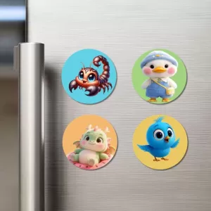 Corpion, Duck, Dragon, And Bluebird. Fridge Magnets – 4 Piece Set | 3 Inch Round Wall Fridge Decor (F22866) Corpion, Duck, Dragon, And Bluebird. Fridge Magnets – 4 Piece Set | 3 Inch Round Wall Fridge Decor (F22866)